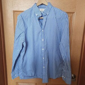Penguin by Munsingwear Heritage Slim Fit Blue & White Plaid‎ Button Down 16 1/2